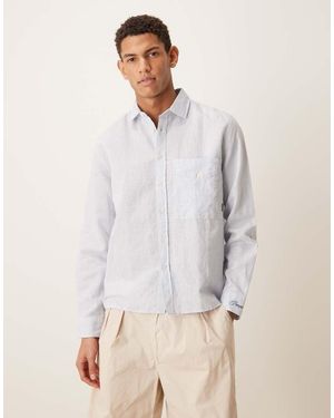 Pompeii UK Pompeii Micro Check Long Sleeve Linen Shirt - White