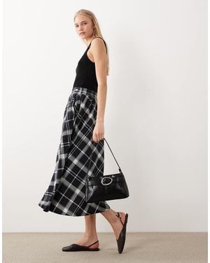 Barbour Baiton Tartan Check Midi Skirt - White