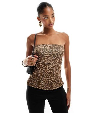 Pull&Bear Gathered Split Side Bandeau Top - Brown