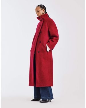 ASOS Premium Brushed Wool Blend Oversized Funnel Neck Coat - Red