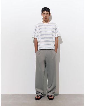 Pull&Bear Tailored Fit Wide Leg Trousers - Grey
