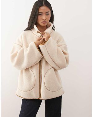 Monki Chaqueta De Felpa Con Detalle De Costuras De -Neutro