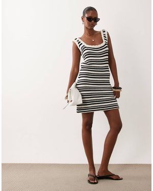 ASOS Crochet Knit Mini Square Neck Dress - Black