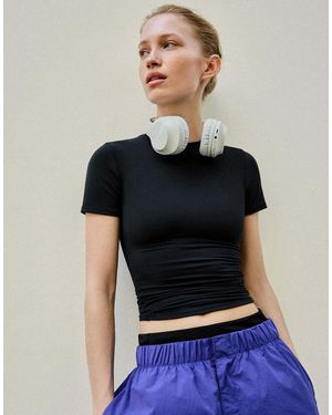 Bershka Technical Short Sleeve T-Shirt - Blue