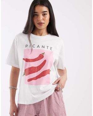 JJXX T-shirt With Chilli Pepper Front Print - White