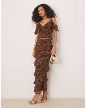 ANAYA Leopard Print Maxi Skirt - Natural