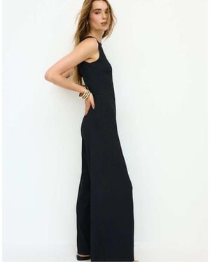 Stradivarius Tuta Jumpsuit Senza Maniche Nera - Bianco