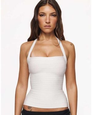 House Of Cb The Silhouette True Halter Neck Bandage Top - White