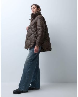 JJXX Oversized Quilted Jacket With High Neck - Blue