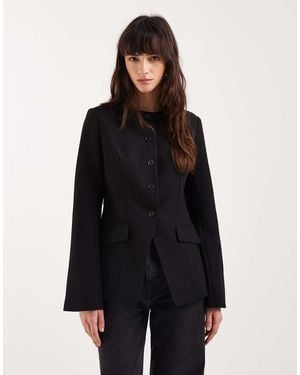 Gina Tricot High Neck Shaped Blazer - Black