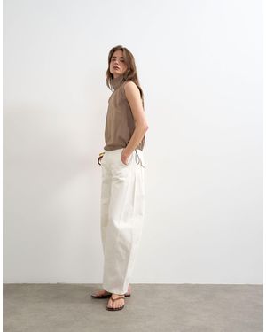 TOPSHOP Techy Funnel Drawstring Hem Top - White
