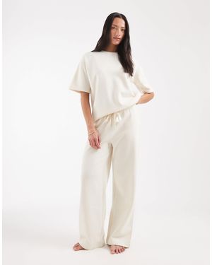 Vero Moda Tie Waist Wide Leg Trackies - Natural