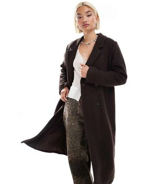 Monki Tailored Double Breasted Longline Coat - Black
