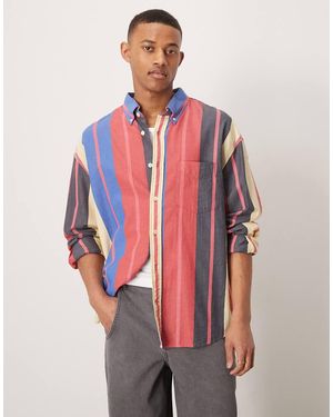 GANT Seersucker Stripe Oversized Shirt - Red