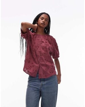 & Other Stories Floral Embroidered Short Sleeve Blouse