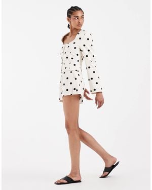 ASOS Linen Blend Fitted High Waist Short - White