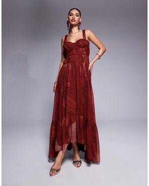 ASOS Plait Detail Maxi With Bust Cups - Red