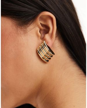 ALDO Chunky Statement Stud Ribbed Earrings - Black