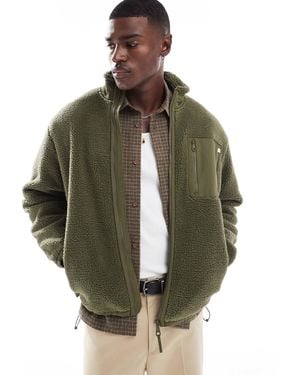 Farah Sherpa Fleece Zip Jacket - Green