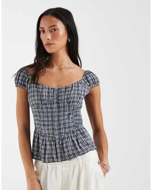 Hollister Sweetheart Neckline Peplum Top - Blue