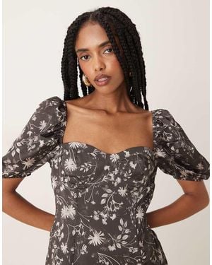 Collective The Label Milkmaid Mini Dress - Brown