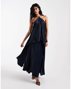 ASOS Satin Halter Trapeze Maxi Dress - Blue