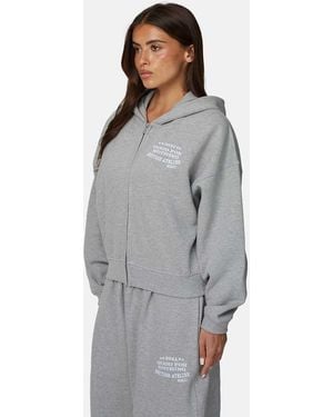 Good For Nothing Baggy Zip Hoodie With Embroidered Logo - Grey