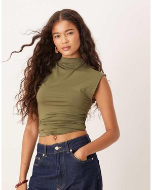 ASOS Peachskin Modal Cinched Side Longline Top - Green