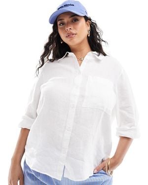 Mango Curve Linen Shirt - White