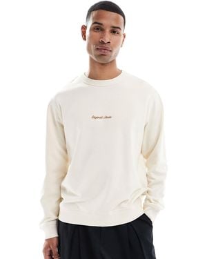 Jack & Jones Oversize Sweat Shirt With Embroidered Logo - White