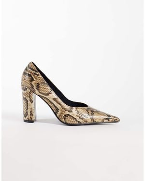 ASOS Panda High Block Heel Court Shoes - White