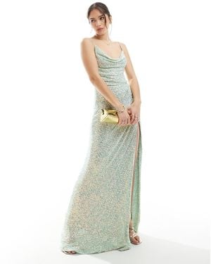 Maya Embellished Cami Cowl Neck Maxi Dress - White