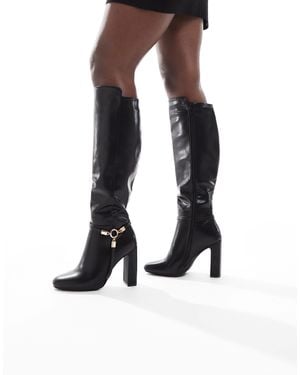 SEQWL Boost Buckle Detail Knee Boots - Black
