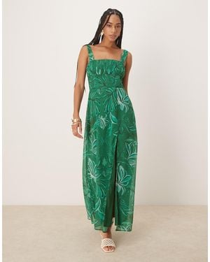Hope & Ivy Corset Detail Maxi Dress - Green