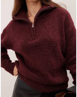 NA-KD Pullover mit wollmix und reißverschluss - Rot
