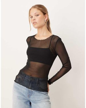 Jdy Long Sleeve Mesh Top - Natural
