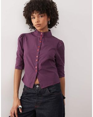 Collusion Blusa Rossa E Blu A Quadri Con Bottoni - Viola