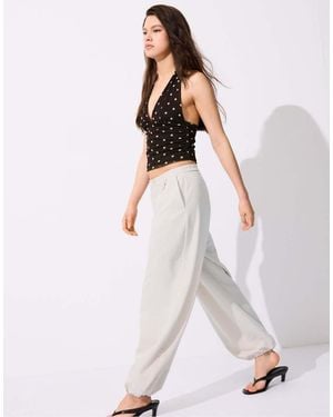 Stradivarius Formal Sarouel Trousers - White
