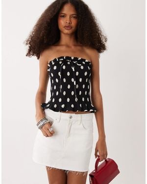 ASOS Shirred Tie Front Bandeau - Blue
