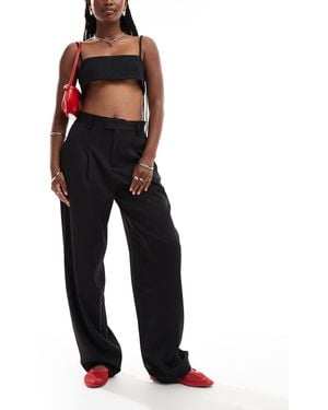 Sixth June Wide Leg Trouser With Logo Waistband Detail - Black