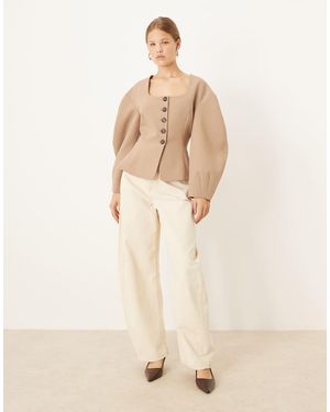 ASOS Cinch Fitted Cocoon Sleeve Blazer - Natural