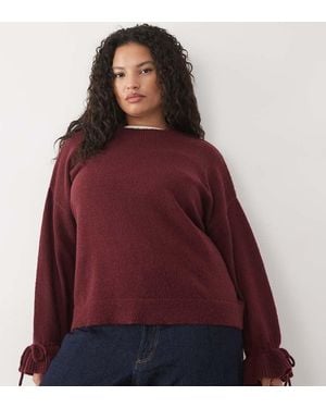 Pieces Plus Pieces Curve Maglione Con Dettaglio Ai Polsini Annodati Bordeaux - Rosso