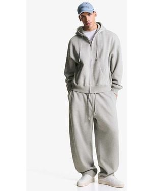 Bershka Balloon Fit Tracksuit Bottoms - White