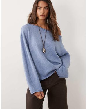 ASOS Jersey Holgado Con Escote Bardot En Azul