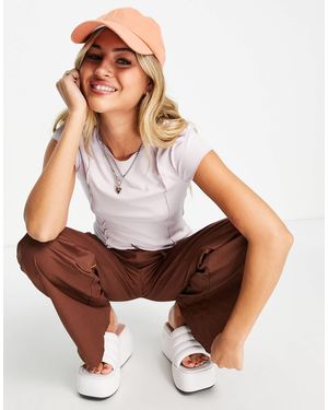 Weekday Lead Seam Detail T-shirt - Brown