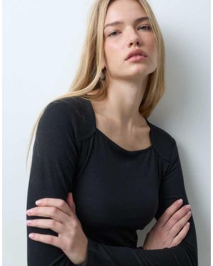 Jdy Square Neck Long Sleeve Top - Black
