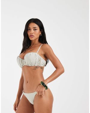 ASOS – fuller bust – piper – paper touch – bügel-bikini mit karomuster - Weiß