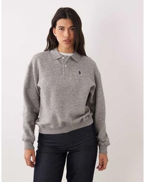 Polo Ralph Lauren Icon Logo Collared Rugby Sweatshirt - Grey