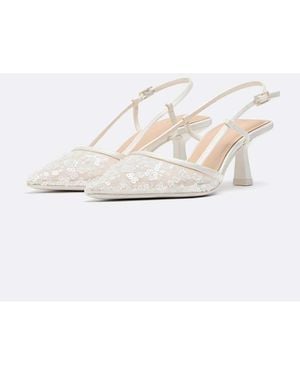 Stradivarius Embellished Heeled Shoes - White