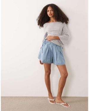 Miss Selfridge Flared Short With Bow Detail - Blue